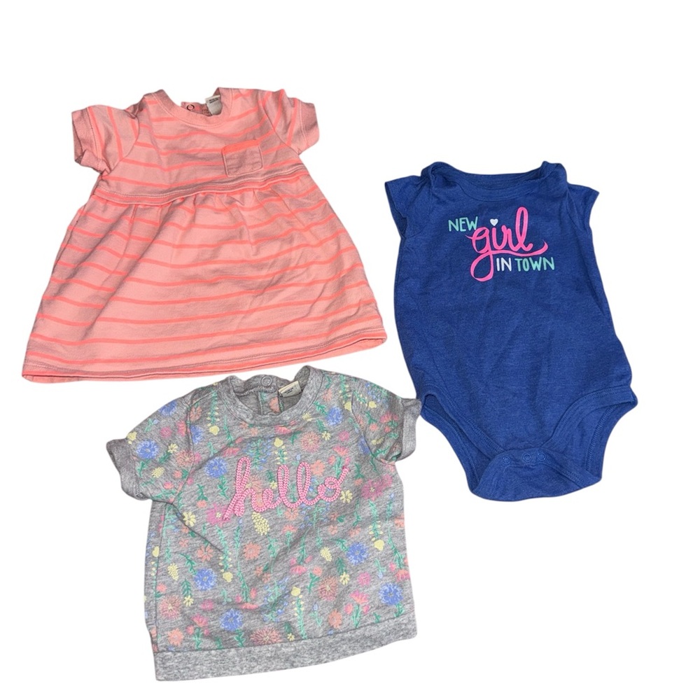 6-9 Months Cherokee & Circo Baby Girl Clothing Set Bundle - Pink, Blue, and Gray